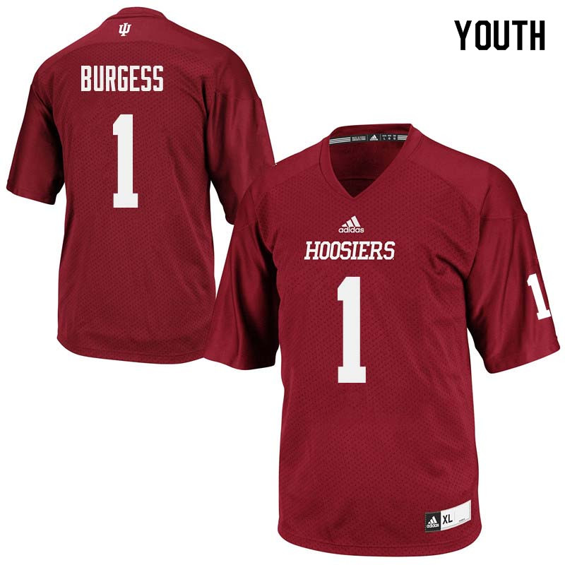Youth #1 Juwan Burgess Indiana Hoosiers College Football Jerseys Sale-Crimson